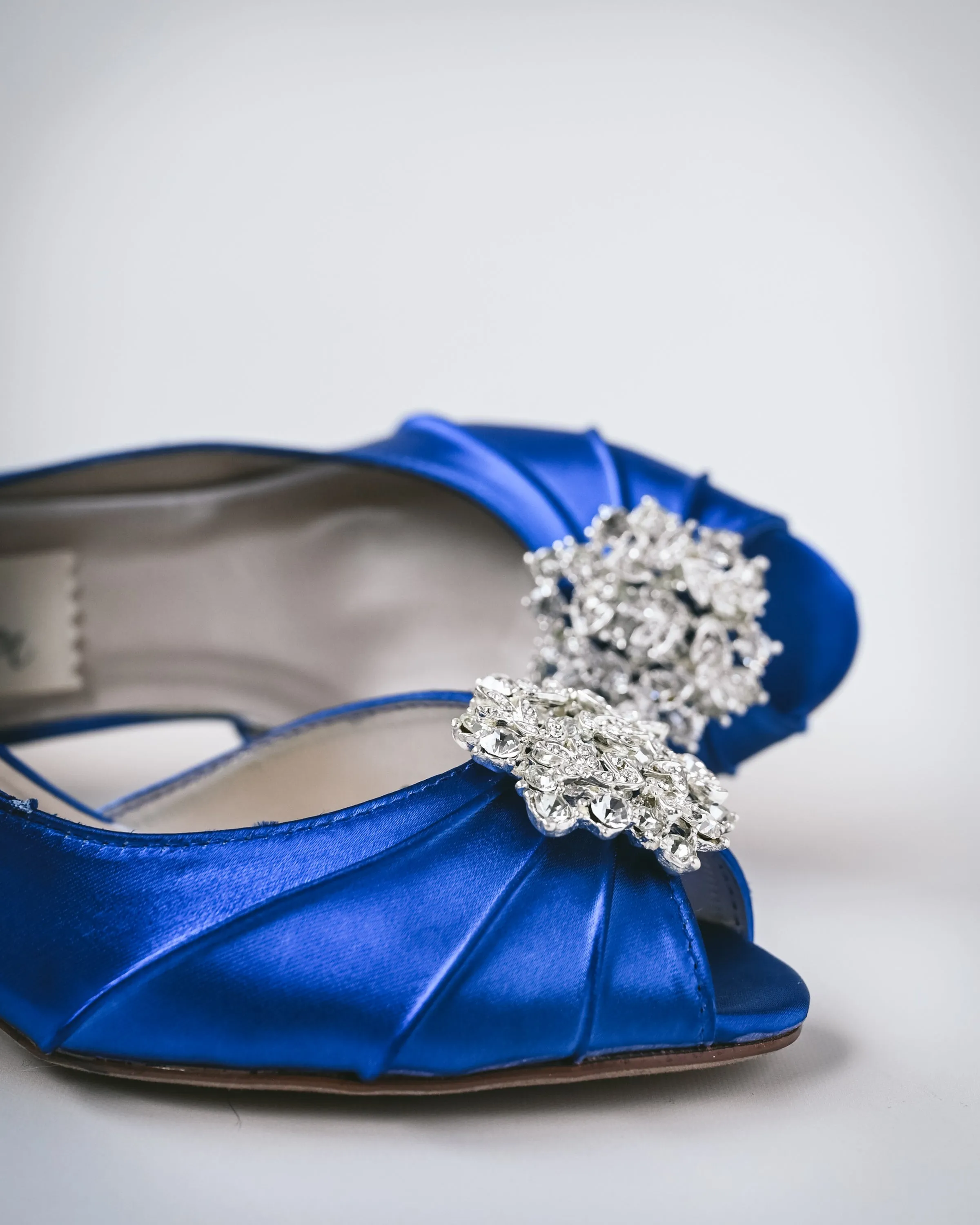 Abby Royal Blue Bridal Heels with Silver Vintage Adornment