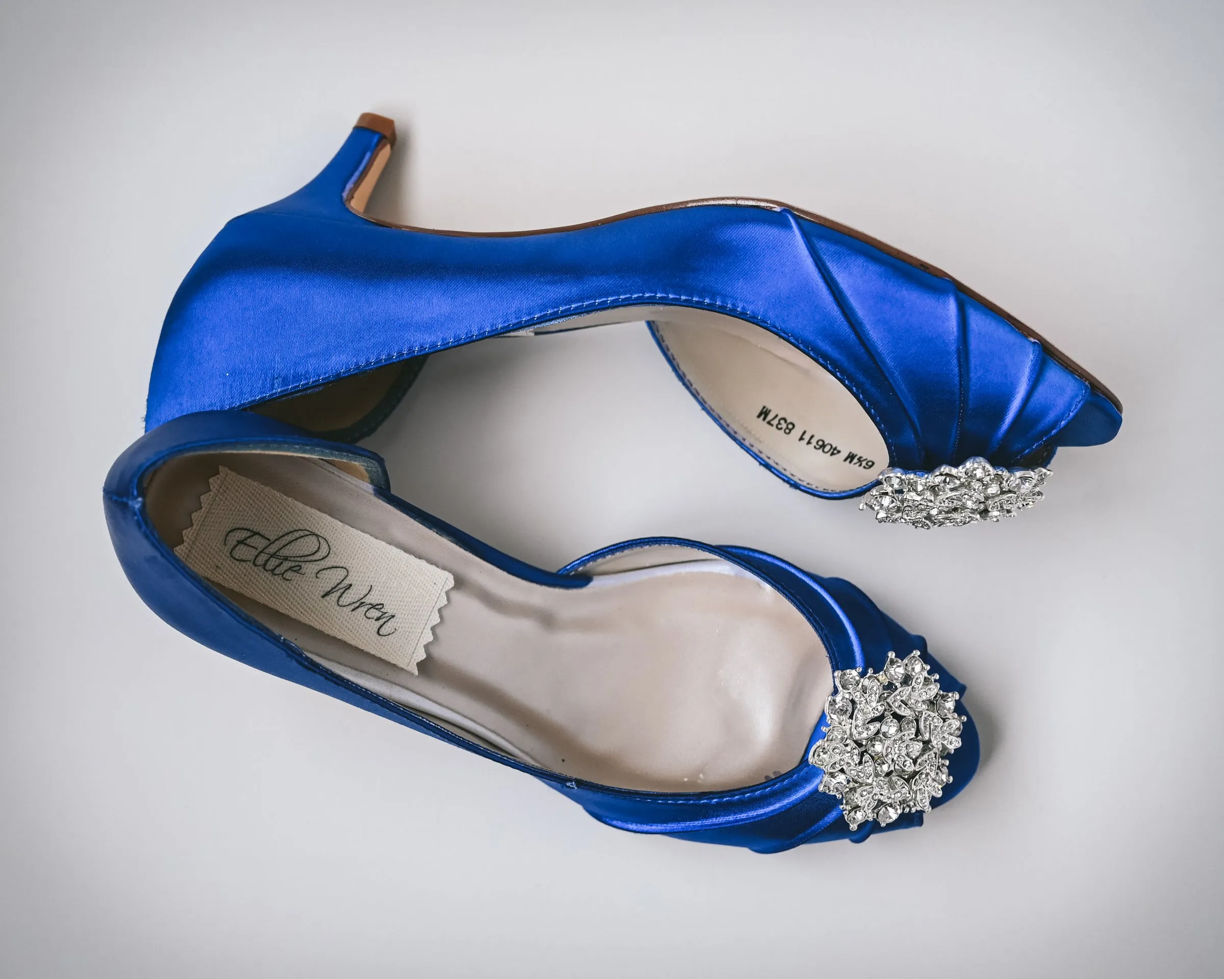 Abby Royal Blue Bridal Heels with Silver Vintage Adornment