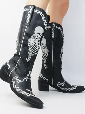 Ashore Western Shop 2023 Cowgirl Boots Fashion Skull Embroidery Western Boots