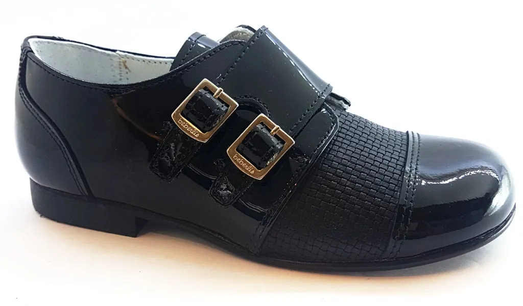 Beberlis Boys Black Double Buckle Dress Shoe