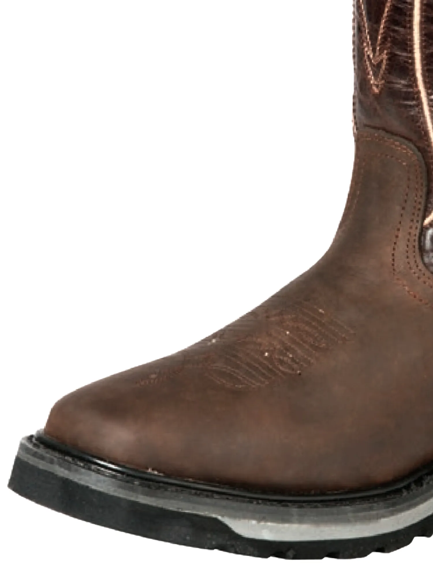 Botas de Trabajo Rodeo de Tubo Pull-On con Punta Suave de Piel Genuina para Hombre 'El General' - ID: 51278