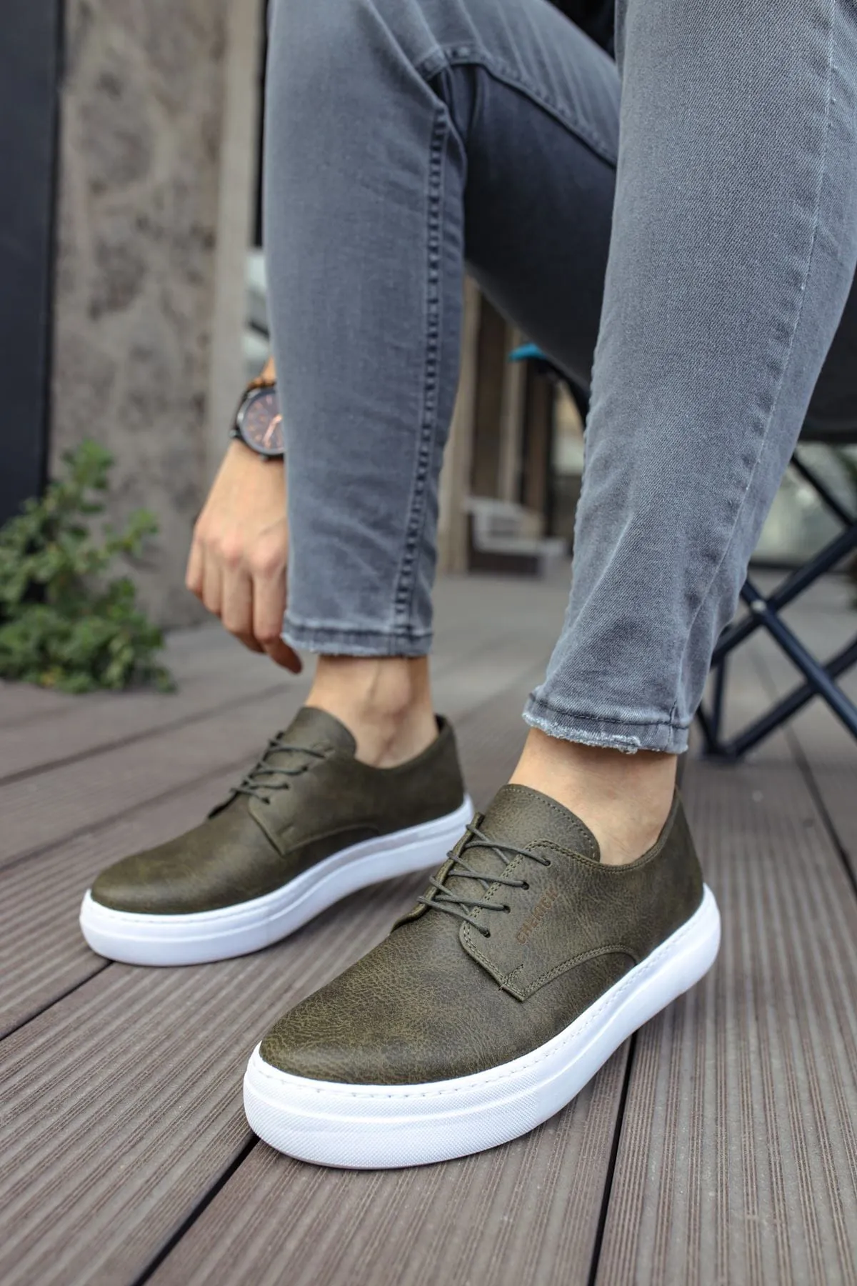 Chekich Men's Lace-up Khaki Shoes ch005