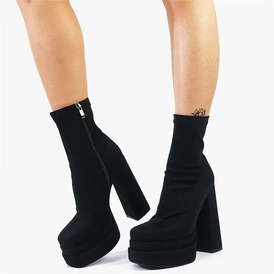 Chunky Platform Thick Heel Boots