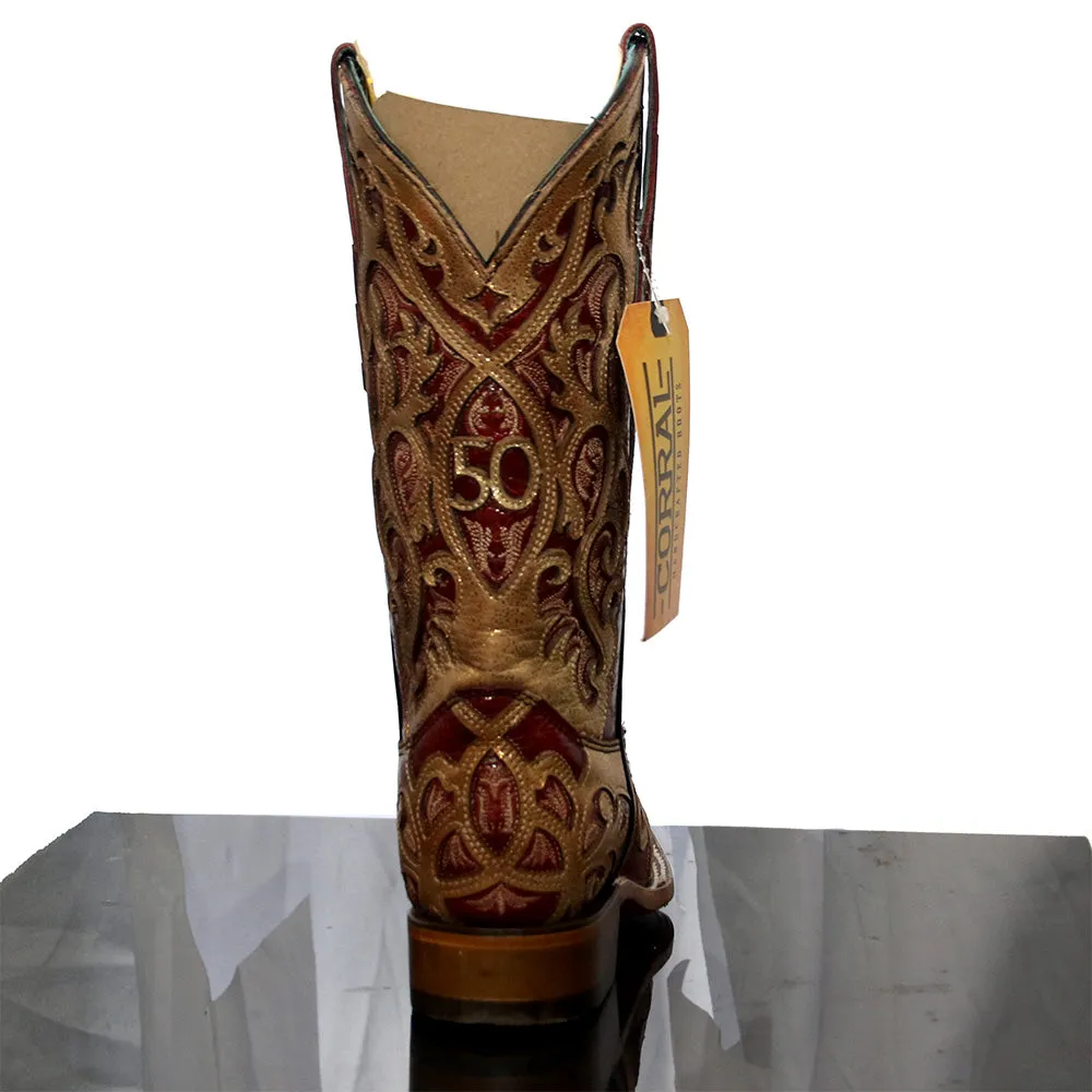 Corral Women's French's 50th Anniversary Boots - Gold & Red Square Toe