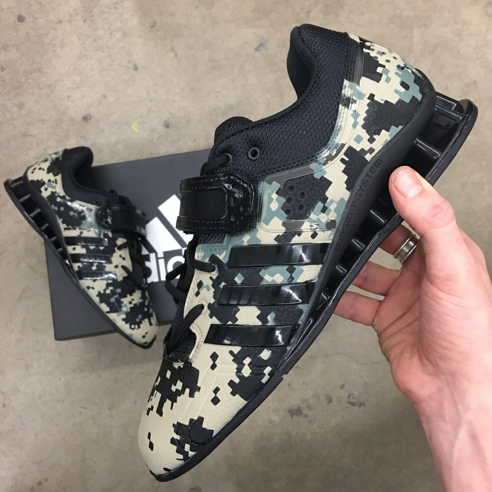 Custom Painted Adidas Adipower Lifters- Digital Camo