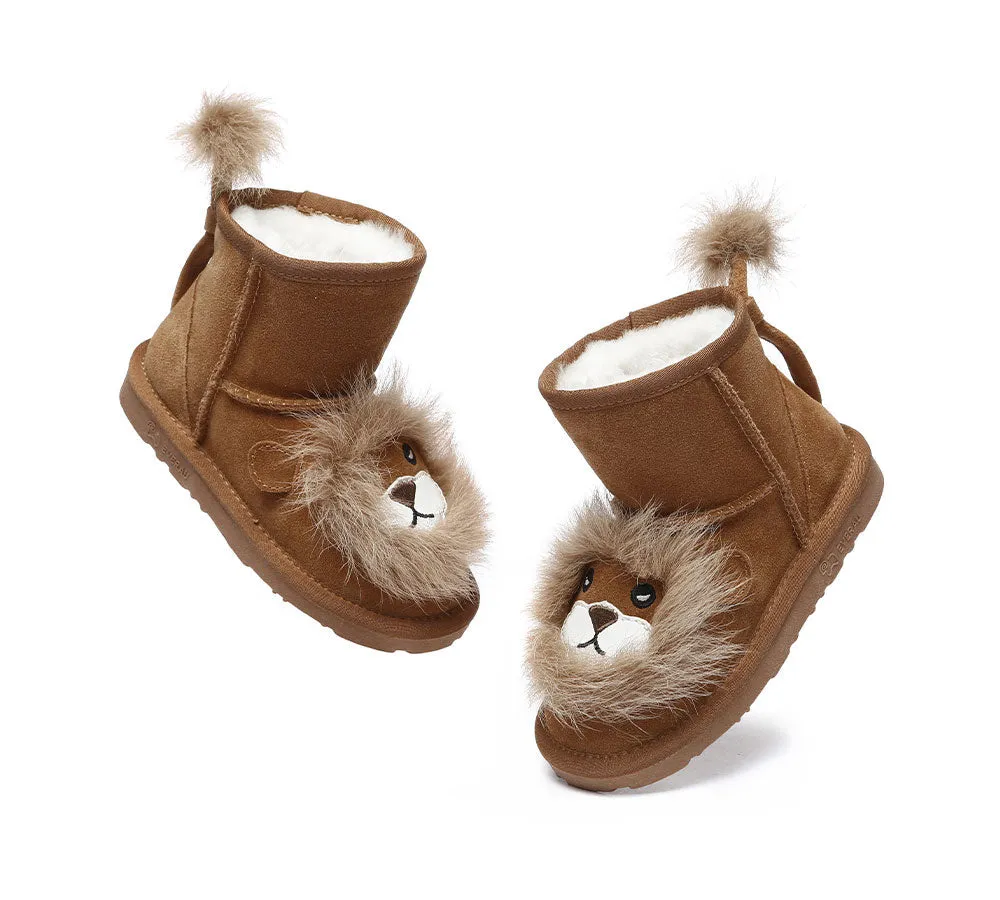 EVERAU Kid Sheepskin Boots Lion Kids Plus