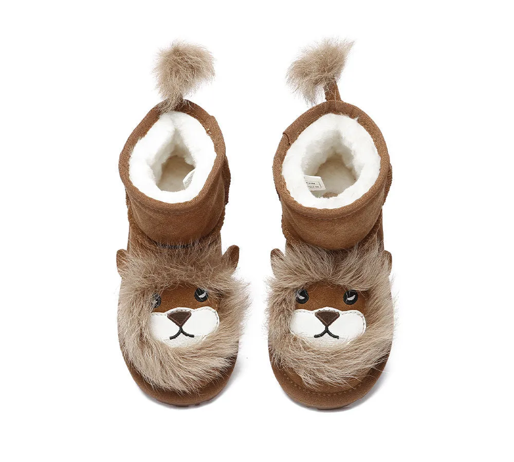 EVERAU Kid Sheepskin Boots Lion Kids Plus