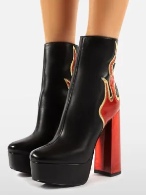 Flame Platform High Heel Ankle Boots