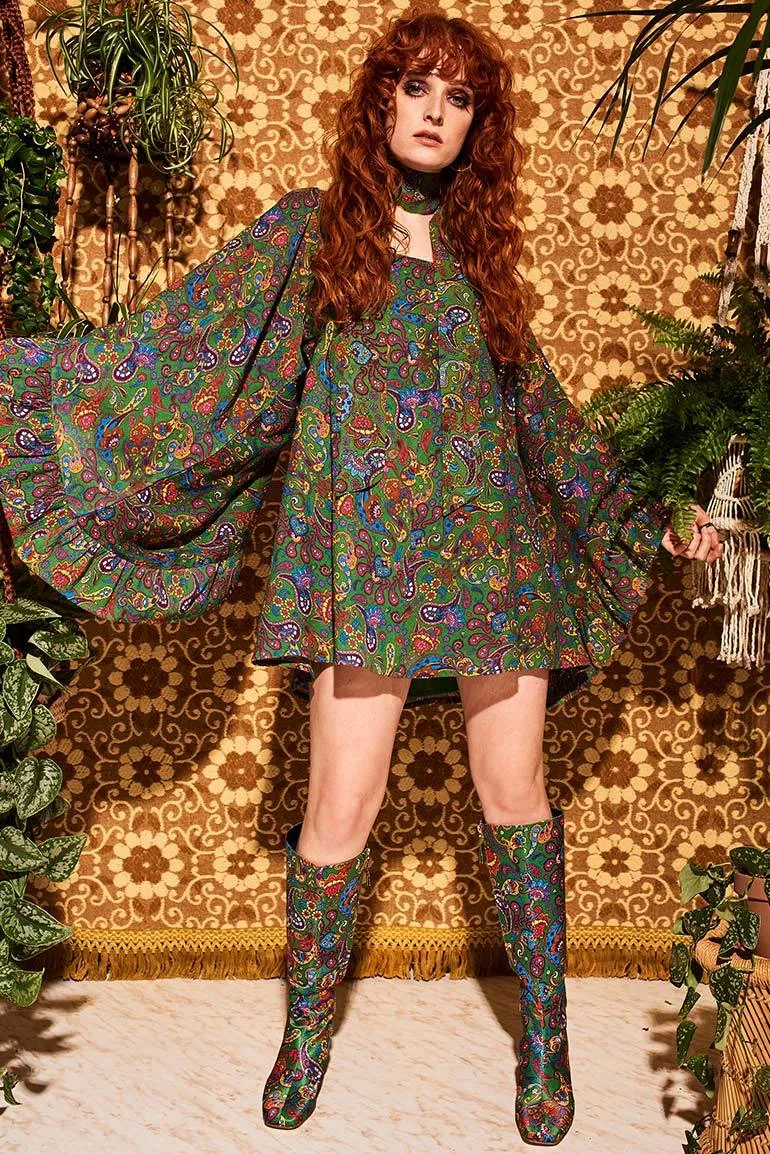 Genevieve Green Paisley Gogo Boots