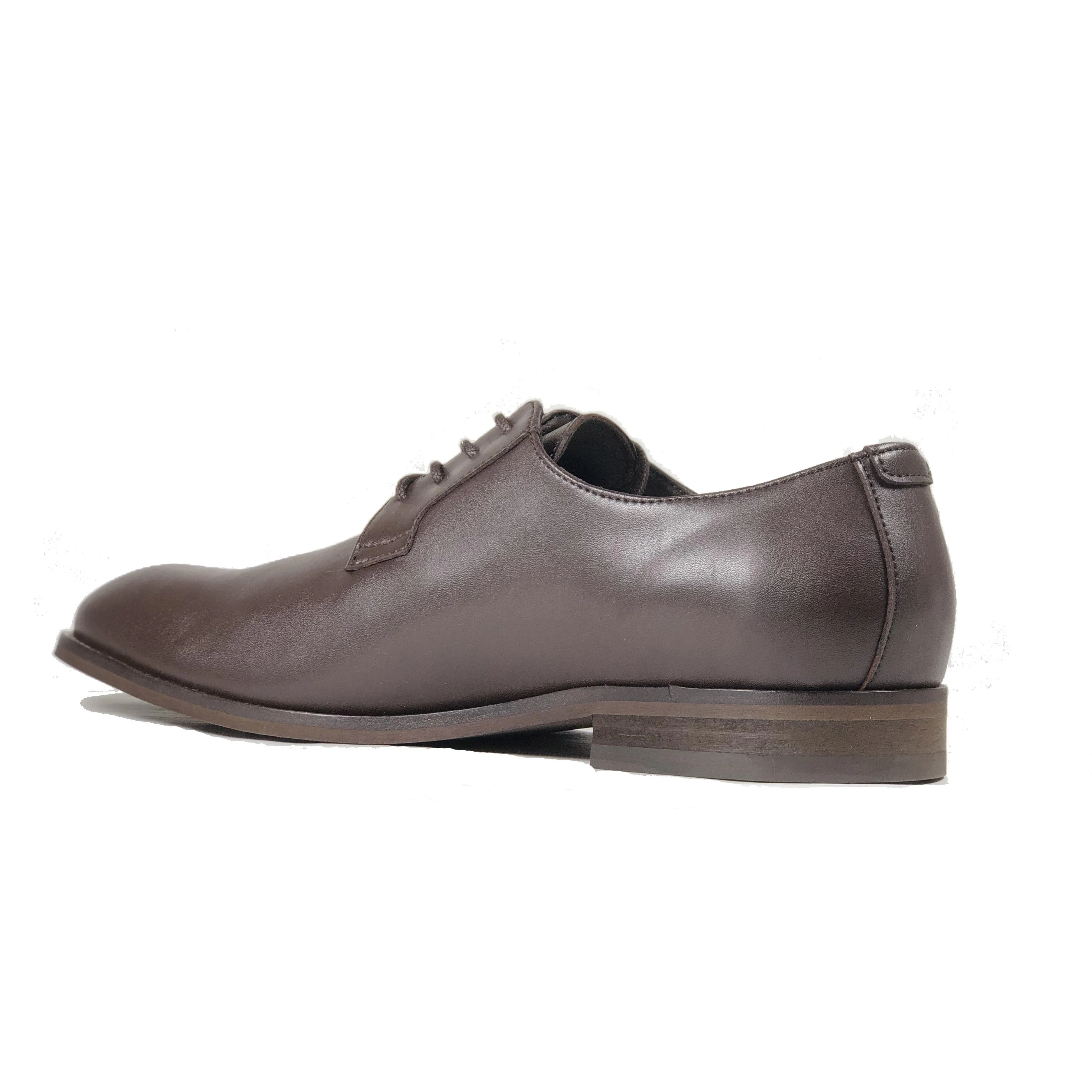 'Gideon' classic vegan derby round toe by Zette Shoes - dark chestnut