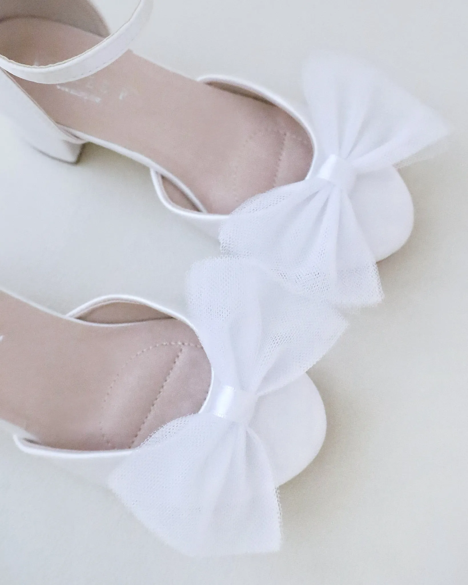 Girls Satin Block Heel with Tulle Bow