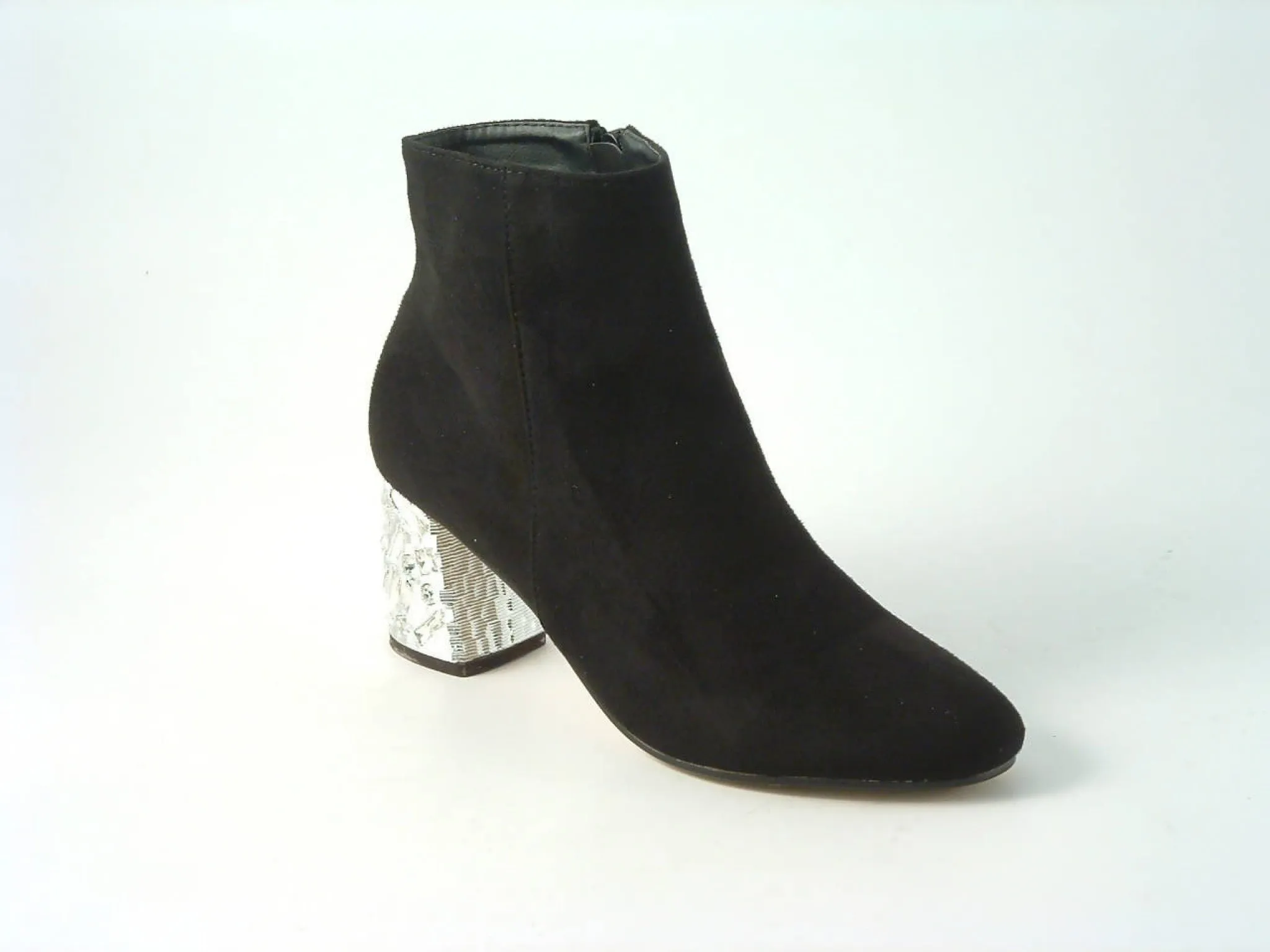 Glitz Shoes Sabatine Glitter Heel Suede Ankle Boot