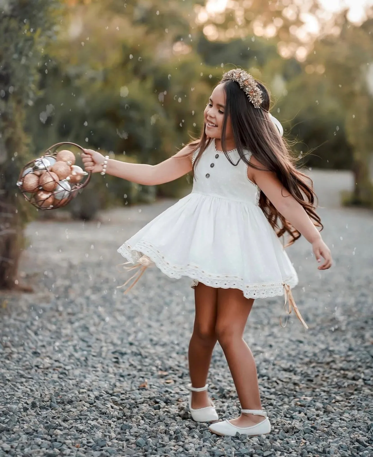 Ivory Satin Flats with Mini Pearls