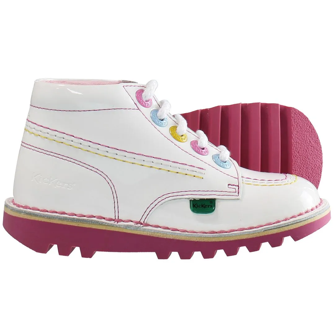 Kickers Kick Hi Ankle Kids White Boots