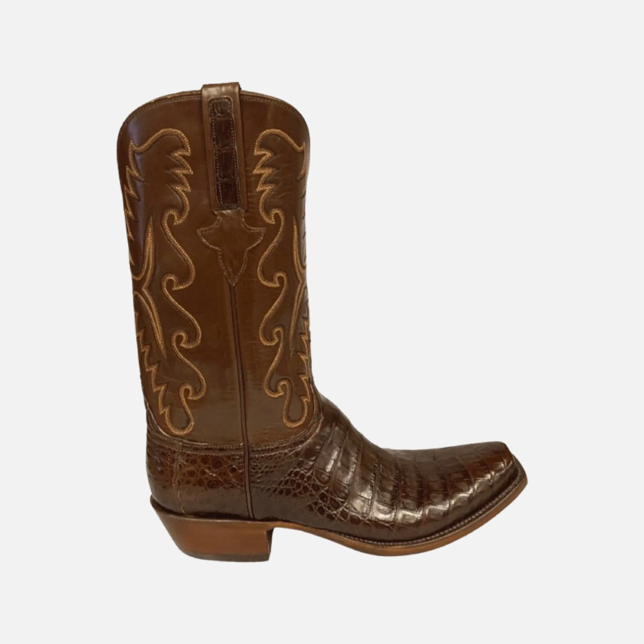 Lucchese Classic Sienna Ultra Caiman Belly Antique Brown Cowboy Boots