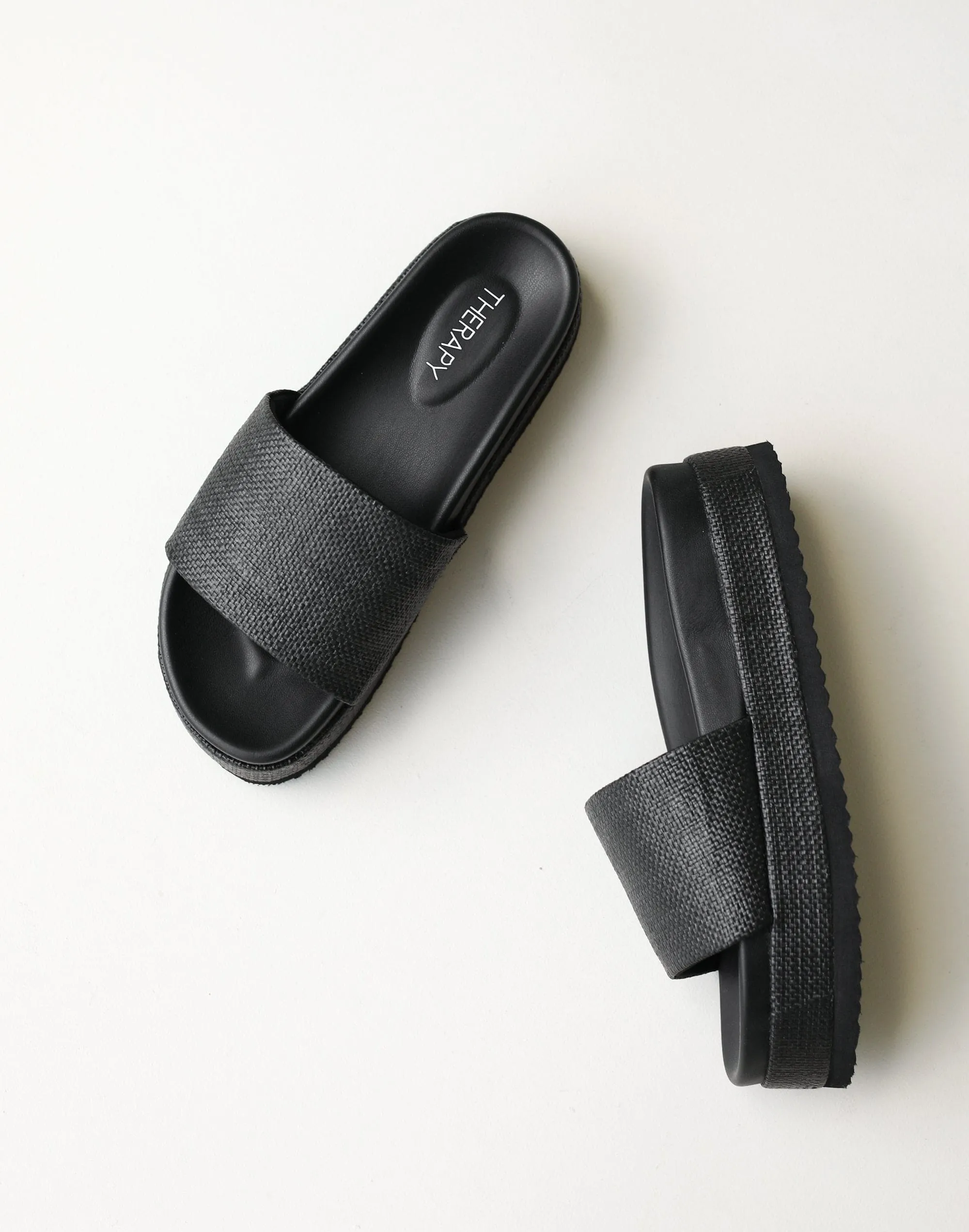 Mallorca Sandals (Black Raffia) - By Therapy