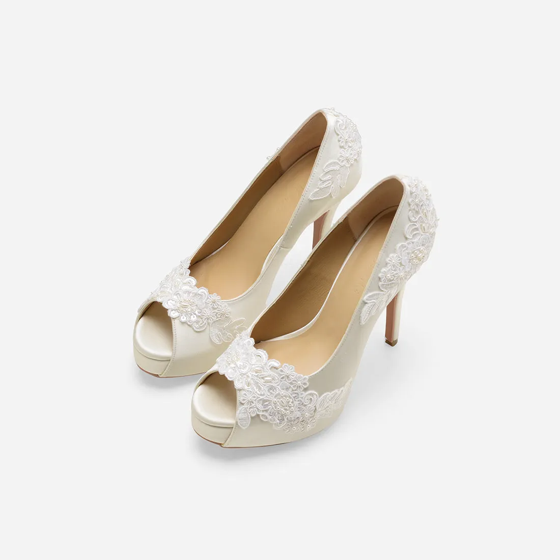 Miss Ace V2.1 White Lace Love Wedding Pumps