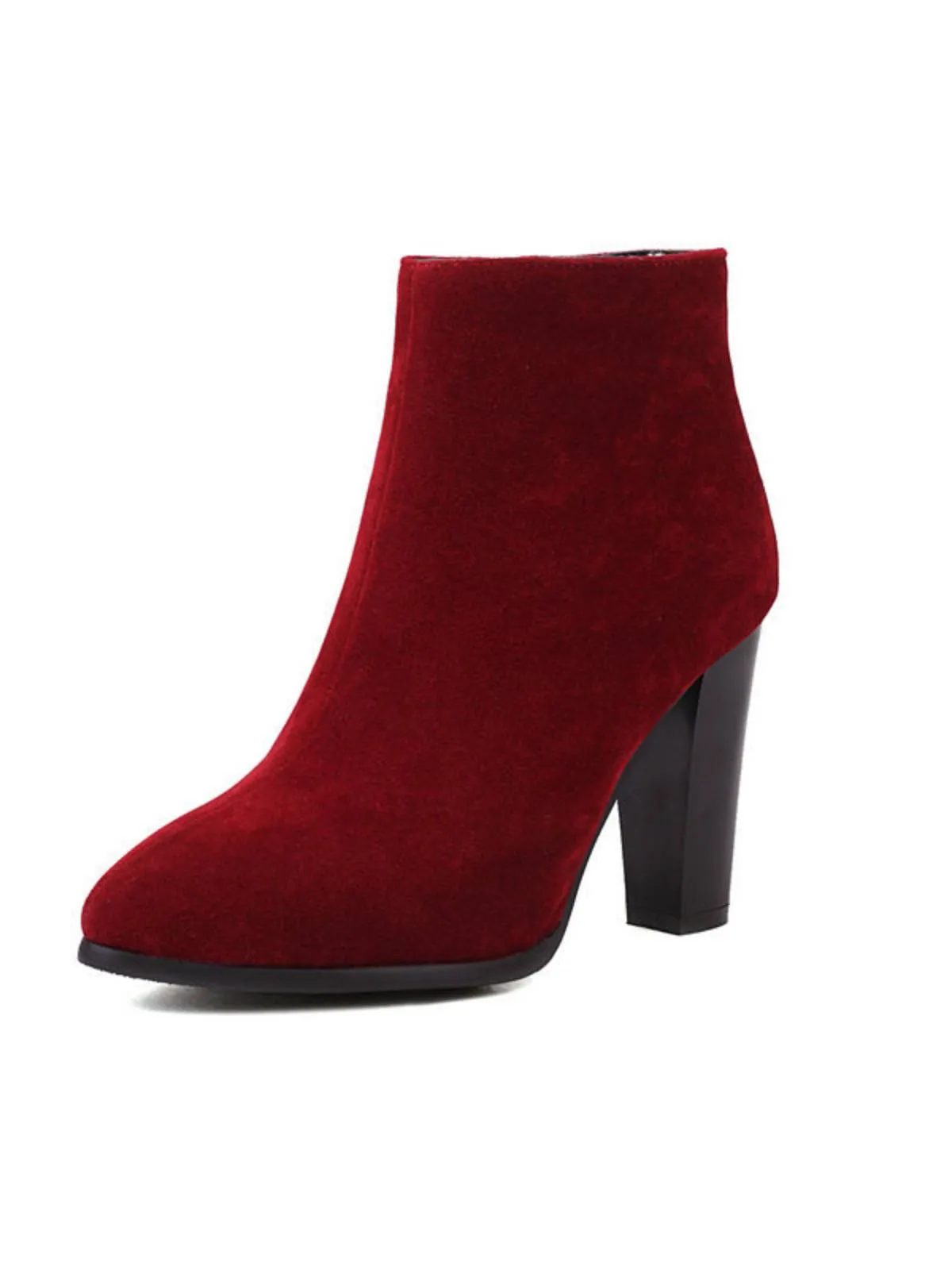 Retro Fleece Solid Color High Heel Boots