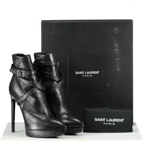 Saint Laurent Black Platform Leather Ankle Boots UK 7 EU 40 👠