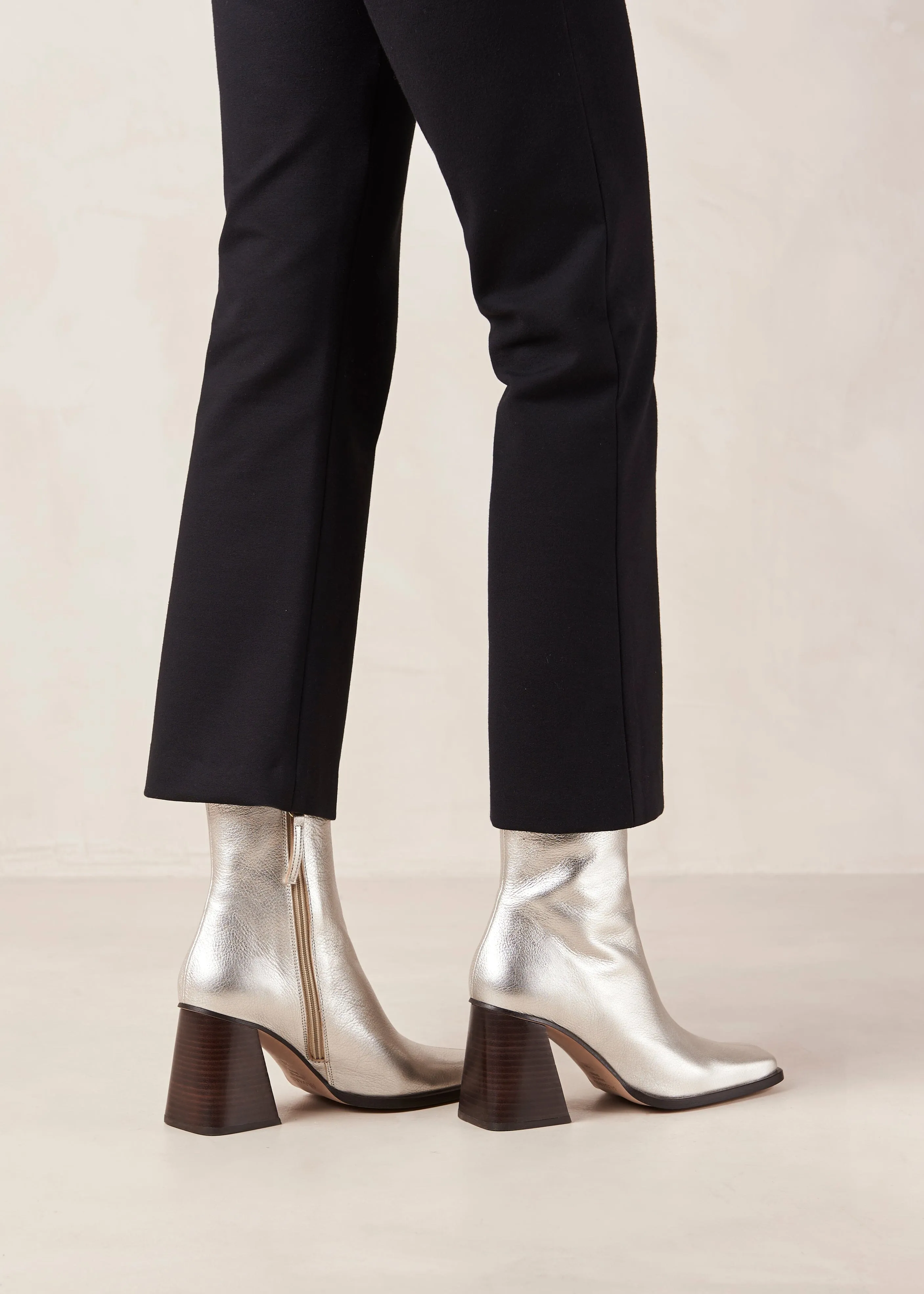 South Shimmer Silver Leather Ankle Boots