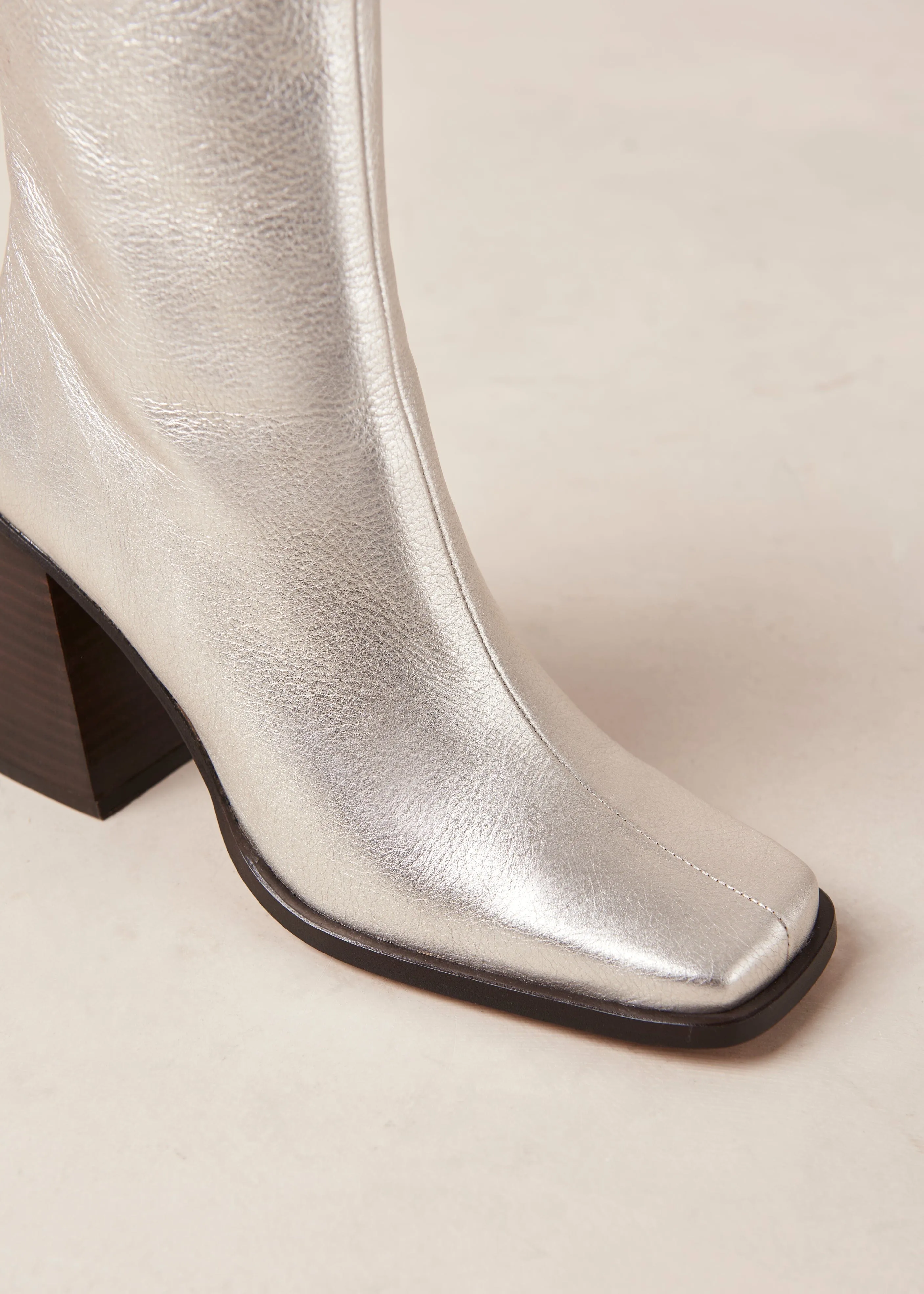 South Shimmer Silver Leather Ankle Boots