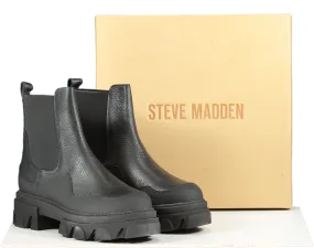 STEVE MADDEN Black Leather Chunky Ankle Boots Bnib UK 5 EU 38 👠