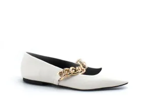 STEVE MADDEN Queenie Ballerina Punta Catena White QUEE03S1