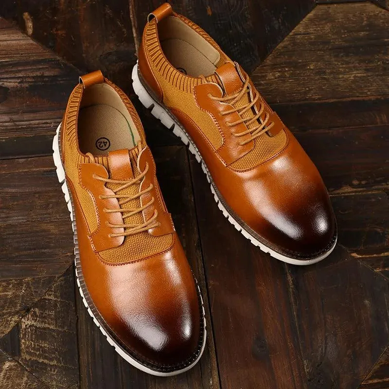 TJ419 Men's Brogue Leather Casual Shoes: Fashionable, Comfortable, and Formal