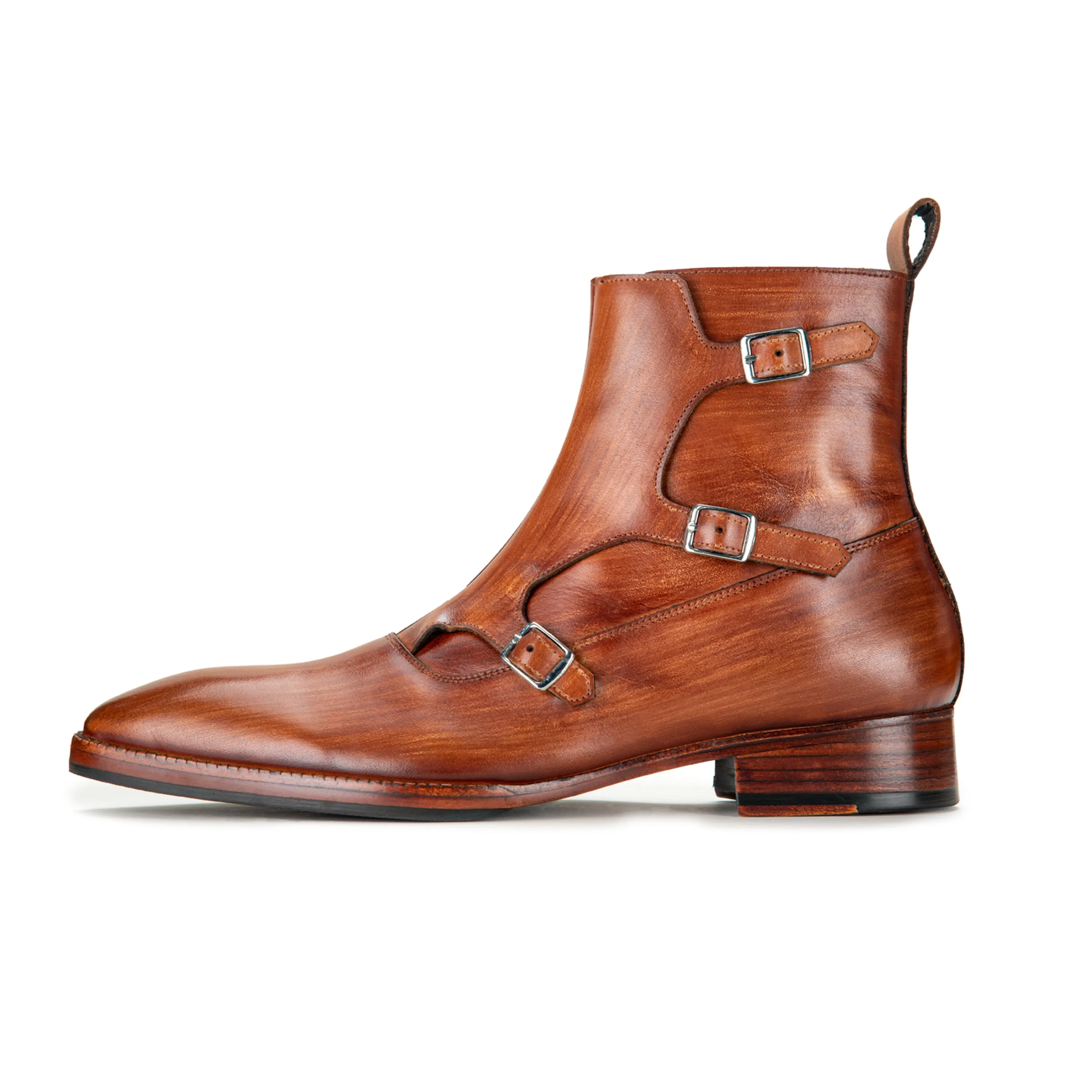 Triple Monk Strap Boots - Wooden