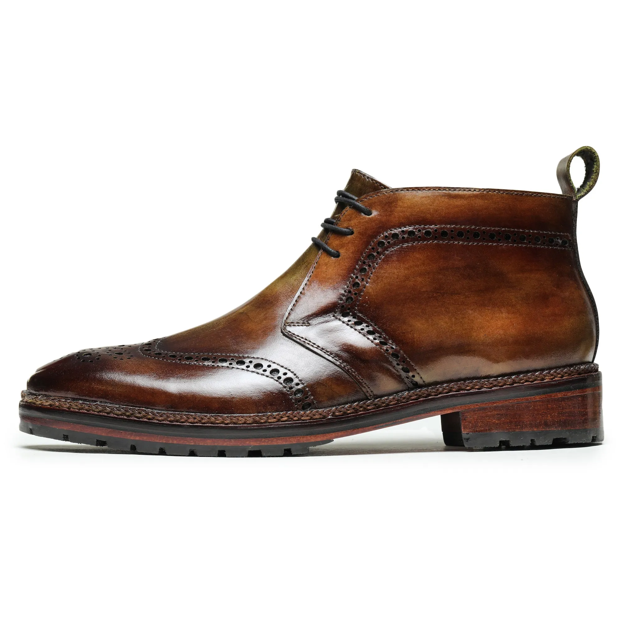 Wingtip Chukka Boots- Olive Brown