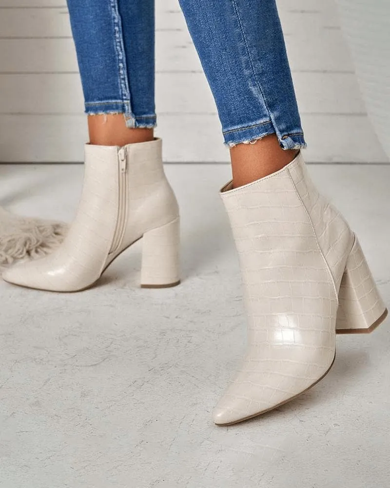 Women's Elegant Simple Pointed Toe Chunky Heel Boots