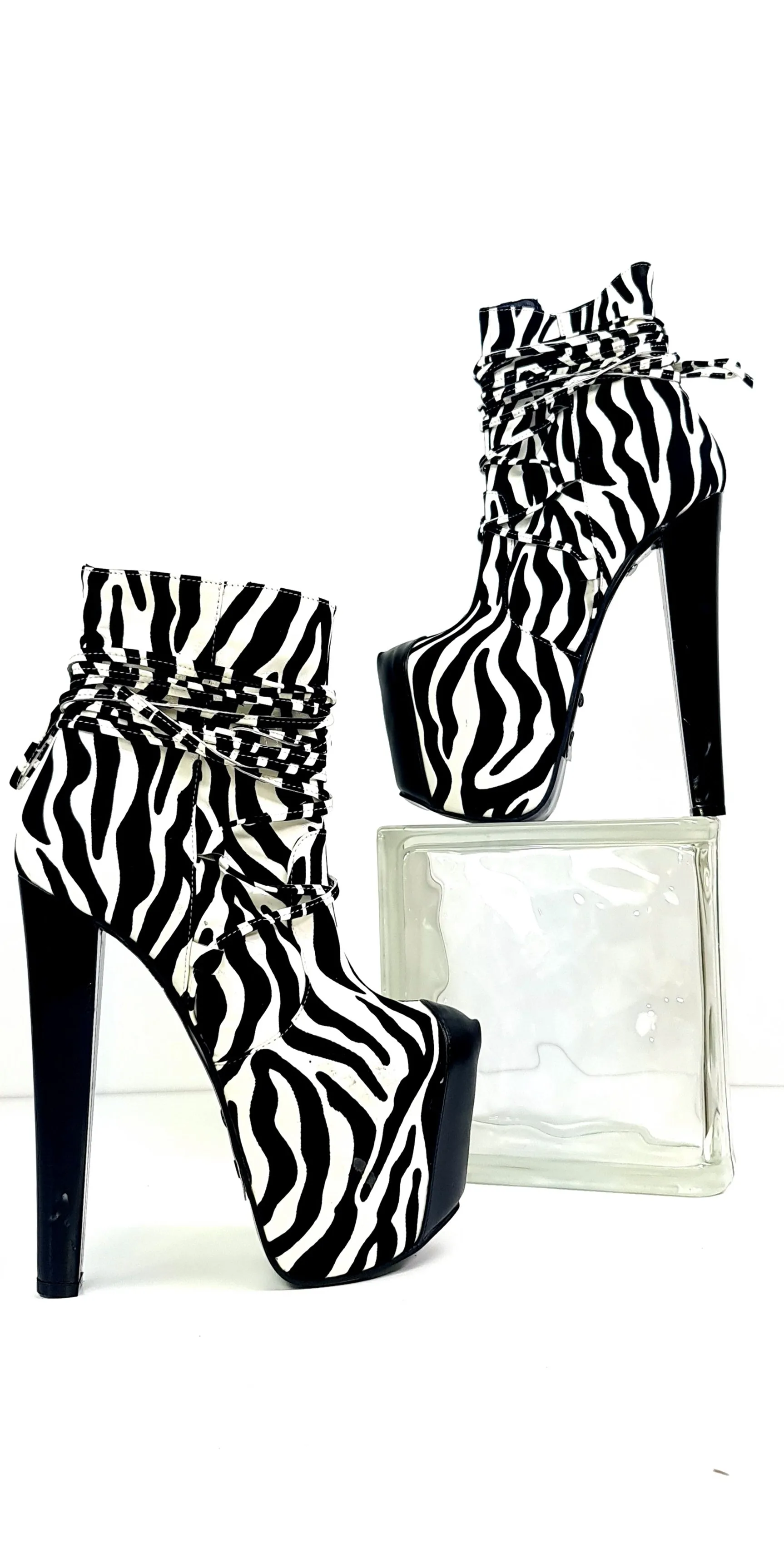 Zebra Print Chunky High Heel AnkleBoots